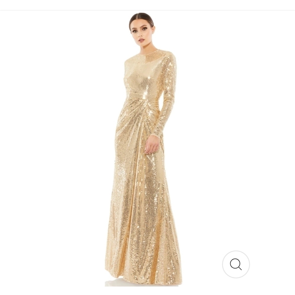 ❤️Mac Duggal 10824 Sequim High  Neck Long Sleeve Gown NWT Sz 14